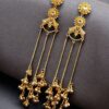Gold Plated Kashmiri Earrings with Beautiful Stone Work | Traditional Ethnic Dangler Jewelry 15 Gold plated Kashmiri dangler earrings with traditional stone work design