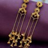 Gold Plated Kashmiri Earrings with Beautiful Stone Work | Traditional Ethnic Dangler Jewelry 16 Gold plated Kashmiri dangler earrings with traditional stone work design
