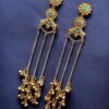 Gold Plated Kashmiri Earrings with Beautiful Stone Work | Traditional Ethnic Dangler Jewelry 17 Gold plated Kashmiri dangler earrings with traditional stone work design