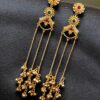 Gold Plated Kashmiri Earrings with Beautiful Stone Work | Traditional Ethnic Dangler Jewelry 18 Gold plated Kashmiri dangler earrings with traditional stone work design