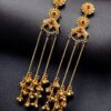 Gold Plated Kashmiri Earrings with Beautiful Stone Work | Traditional Ethnic Dangler Jewelry 19 Gold plated Kashmiri dangler earrings with traditional stone work design