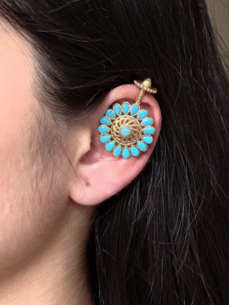 Traditional Gold Plated Bugadi Earrings | Elegant Stone Work Best Designer Jewelry