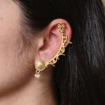 Beautiful Pearl Work Gold Plated Earcuff | Ethnic Vintage Design Jewelry