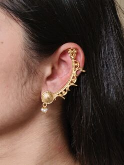 Gold plated earcuff pearl work with ethnic vintage design
