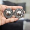 Oxidized silver replica stud earrings with vintage traditional design