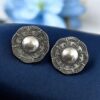 silver replica Oxidized stud earrings with vintage traditional design