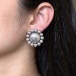 Oxidized Silver Plated Flower Design Stud Earrings | Amazing Traditional Jewelry