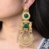 Gold plated Kashmiri parrot design earrings with pearl detailing
