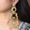 Gold plated Kashmiri parrot design earrings with pearl detailing