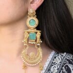 Traditional Gold Plated Parrot Design Kashmiri Earrings | Beautiful Pearl Detailing Jewelry - "Mint"