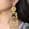 Gold plated Kashmiri parrot design earrings with pearl detailing