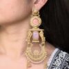 Gold plated Kashmiri parrot design earrings with pearl detailing