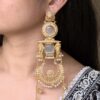Gold plated Kashmiri parrot design earrings with pearl detailing