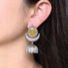 silver replica Oxidized jhumka earrings with Monalisa stone