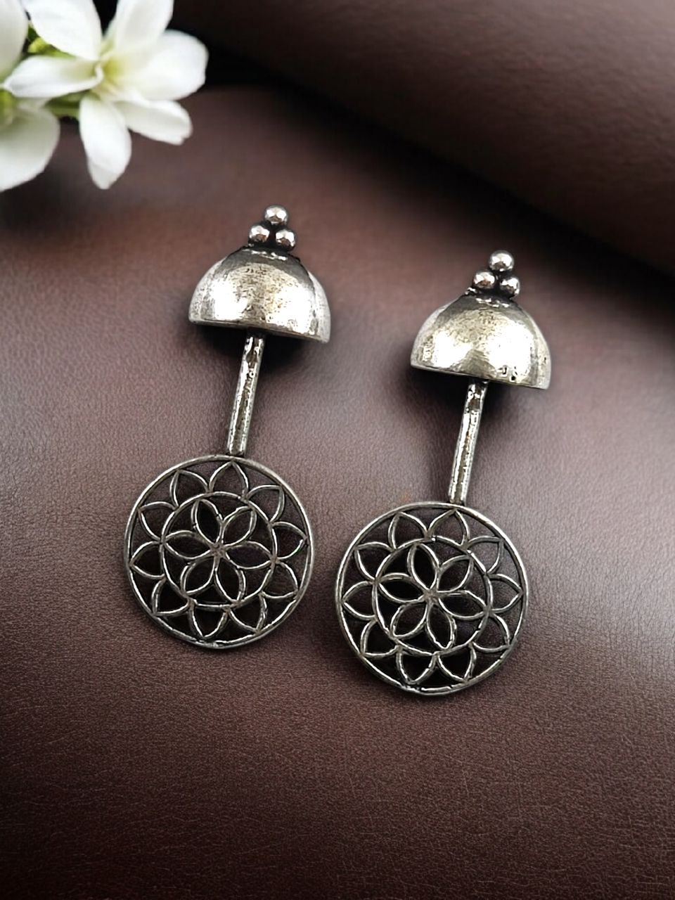Silver Plated Stud Earrings | Traditional Ethnic Jewelry 1 Silver Plated Stud Earrings | Traditional Ethnic Jewelry