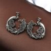 Designer Silver Plated Peacock Stud Earrings with Premium Finish