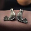 Oxidized silver plated bird stud earrings