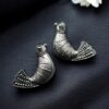 Oxidized silver plated bird design stud earrings