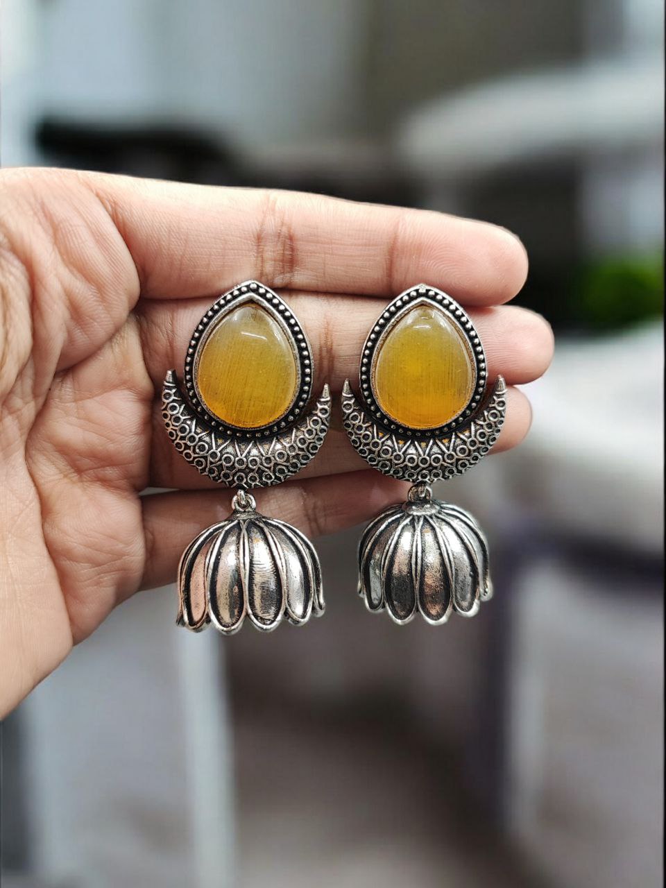 Traditional Silver Plated Jhumka Earrings for Women & Girls 2 Traditional Silver Plated Jhumka Earrings for Women & Girls - Image 2