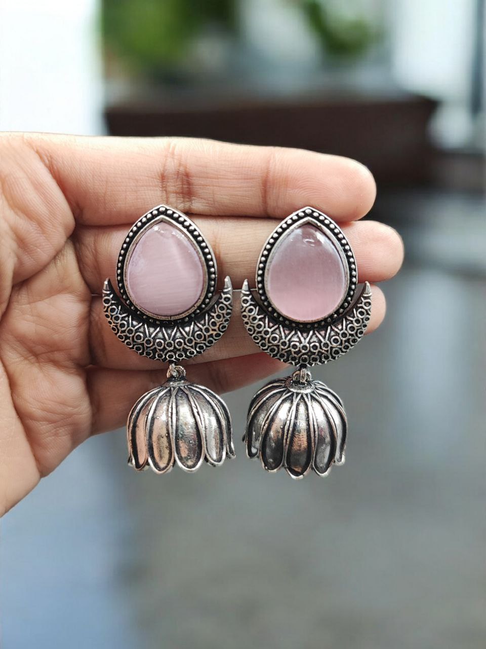 Traditional Silver Plated Jhumka Earrings for Women & Girls 1 Traditional Silver Plated Jhumka Earrings for Women & Girls