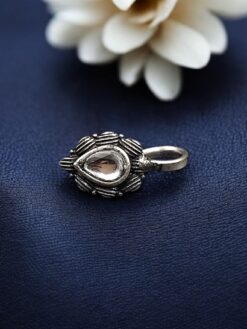 Silver Plated Stone Press Nosepin | Traditional Jewelry