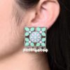 Silver plated meenakari stud earrings with oxidized finish and pearl work