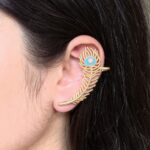 Handcrafted Gold Plated Peacock Feather Meenakari Earcuff | Traditional Best Daily Wear Jewelry