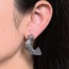 Oxidized silver plated bird stud earrings