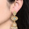 Elegant Gold Plated Jhumka Dangler Earrings | Stone & Pearl Work Amazing Jewelry 16 Gold plated jhumka dangler earrings with stone and pearl work