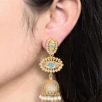 Elegant Gold Plated Jhumka Dangler Earrings | Stone & Pearl Work Amazing Jewelry