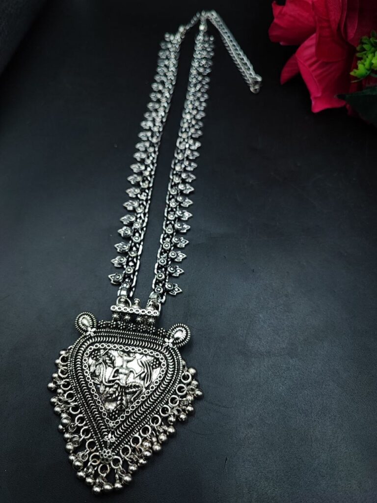 Vintage Look Ethnic Temple Style Handcrafted Silver Plated Necklace