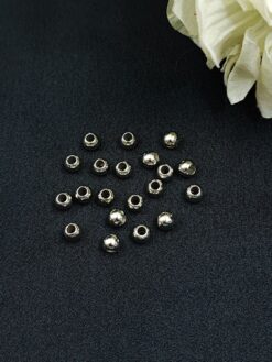 Small Round German Silver Beads for DIY Jewelry Making Raw Material Craft Supplies (20 piece)