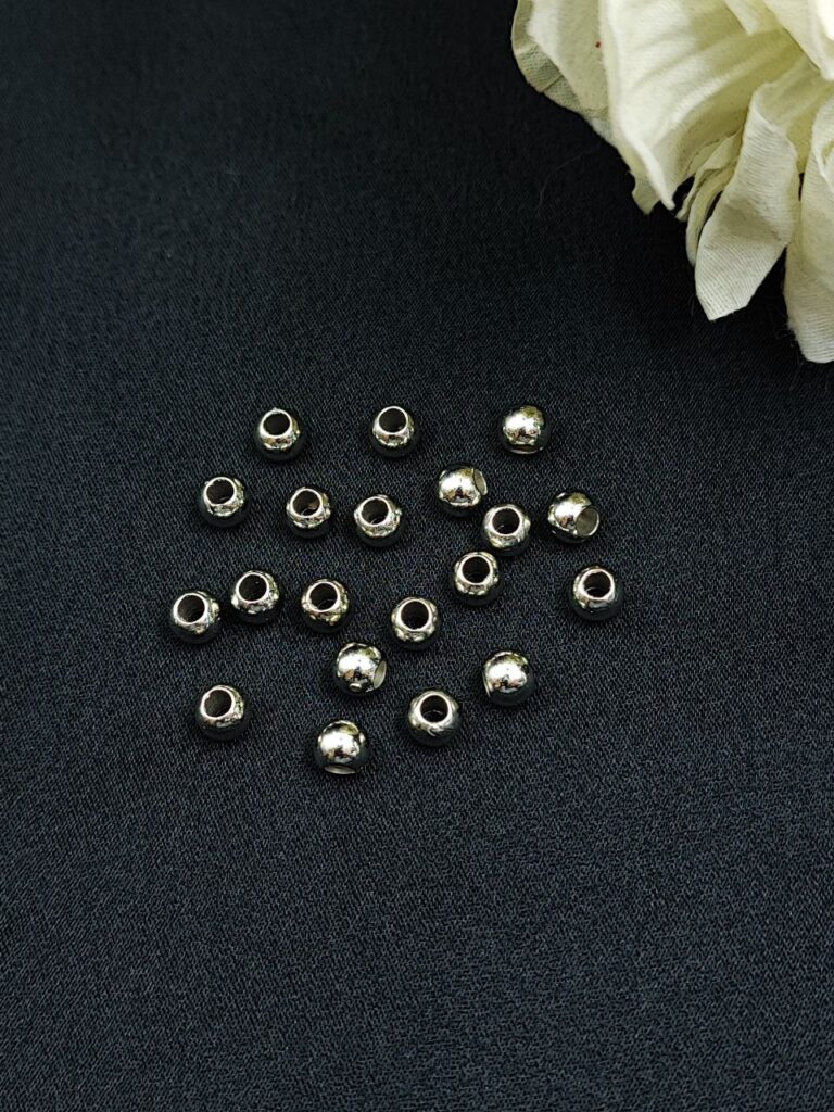 Small Round German Silver Beads for DIY Jewelry Making Raw Material Craft Supplies (20 piece)