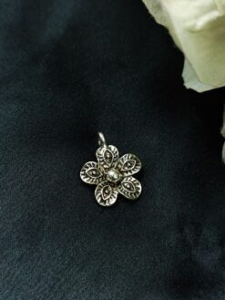 Artisan Flower Style German Silver Charm Raw Material for DIY Jewelry Making