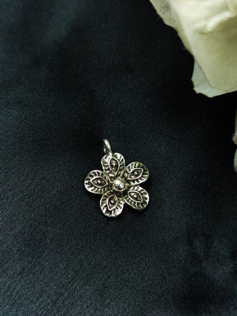 Artisan Flower Style German Silver Charm Raw Material for DIY Jewelry Making