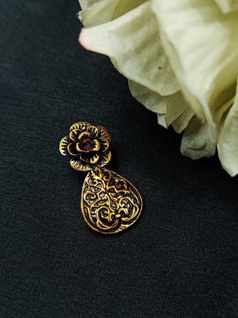 Flower Pot Design Gold Plated German Silver Charm Raw Material for DIY Jewelry Making