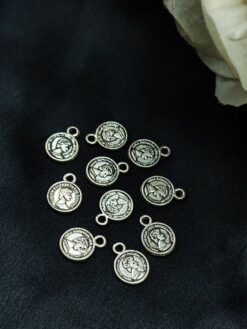 German Silver Coin Design Charm Raw Material for DIY Jewelry Making (10 piece)
