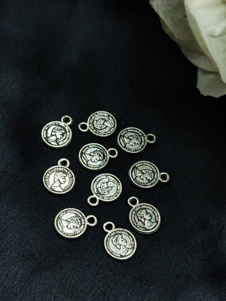 German Silver Coin Design Charm Raw Material for DIY Jewelry Making (10 piece)