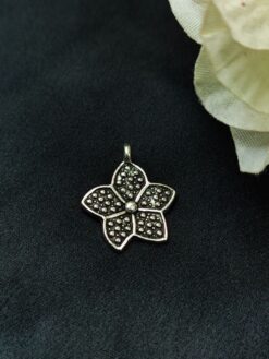 Elegant Floral Motif German Silver Charm Raw Material for DIY Jewelry Making