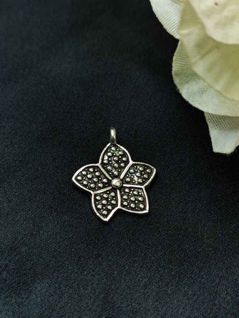 Elegant Floral Motif German Silver Charm Raw Material for DIY Jewelry Making