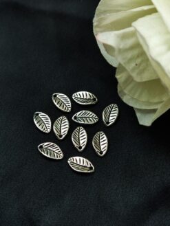 Designer Leaf Motif Silver Plated German Silver Charm Raw Material (10 piece)