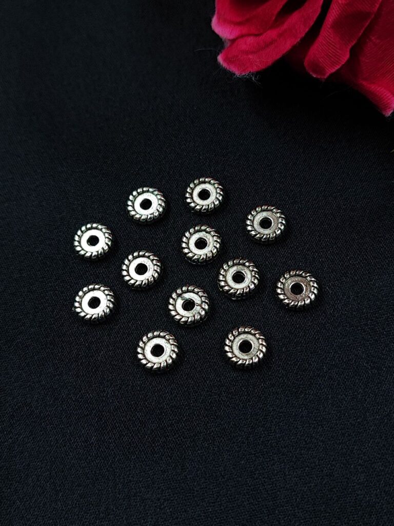 Round Shape German Silver DIY Jewelry Making Raw Material Craft Supplies (12 piece)