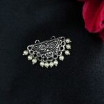 Half Round German Silver Raw Material with Pearl Work for DIY Jewelry Making