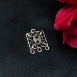 Square Shape Floral Art German Silver Charm Raw Material for DIY Jewelry Making