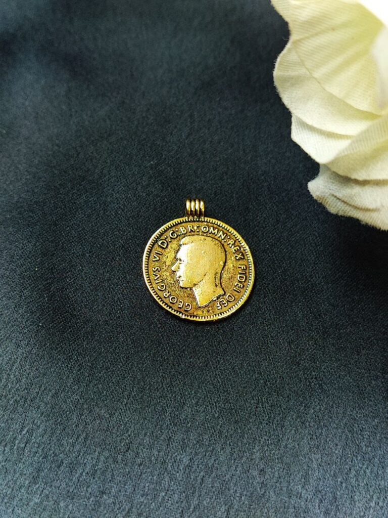 Gold Plated Coin Design Charm Raw Material for DIY Jewelry Making