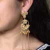 Festive Wear Gold Plated Peacock Dangler Kashmiri Earrings with Flower Design Beautiful Jewelry For Women 11 Gold plated Kashmiri peacock dangler earrings with flower design