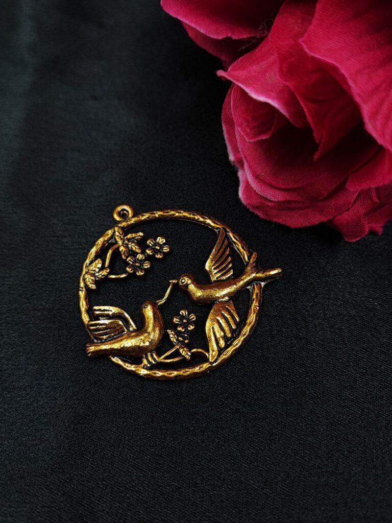 Bird Design Gold Plated German Silver Charm Raw Material for DIY Jewelry Making