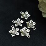 Classic Flower Pattern German Silver Charm Raw Material for DIY Jewelry Making (5 peace)