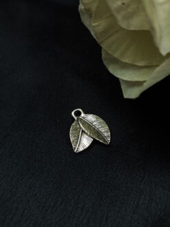 Elegant Silver Plated Leaf Motif German Silver Charm Raw Material