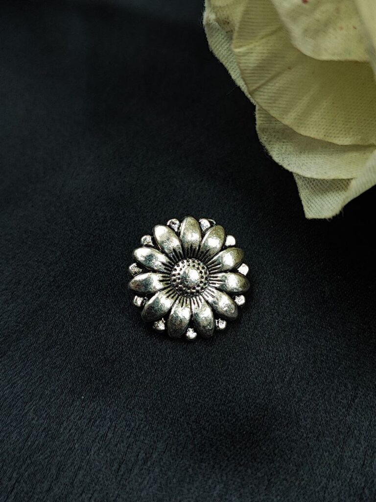 Artistic Flower Motif German Silver Charm Raw Material for DIY Jewelry Making
